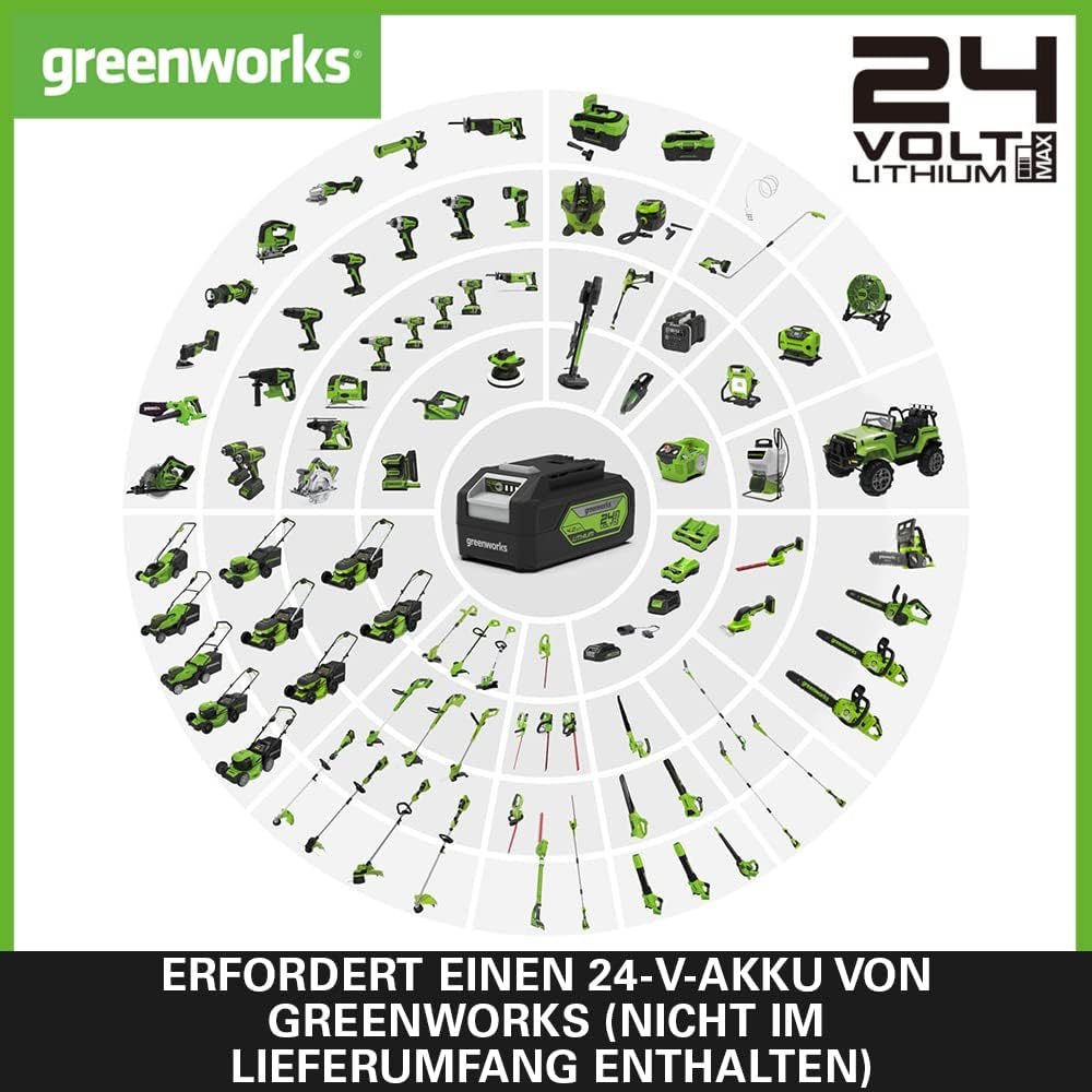 Greenworks GD24JS Akku Stichsäge, 3000spm, verstellbarer Sockel bis 45°, Saugaufsatz OHNE 24V Akku &