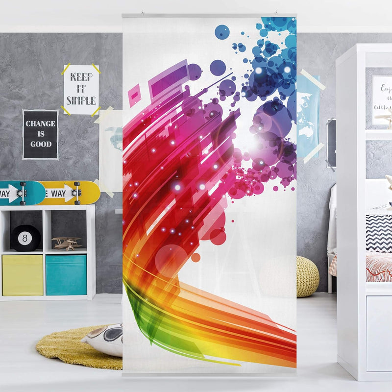 Bilderwelten Raumteiler Rainbow Wave and Bubbles 250x120cm ohne Halterung, ohne Halterung