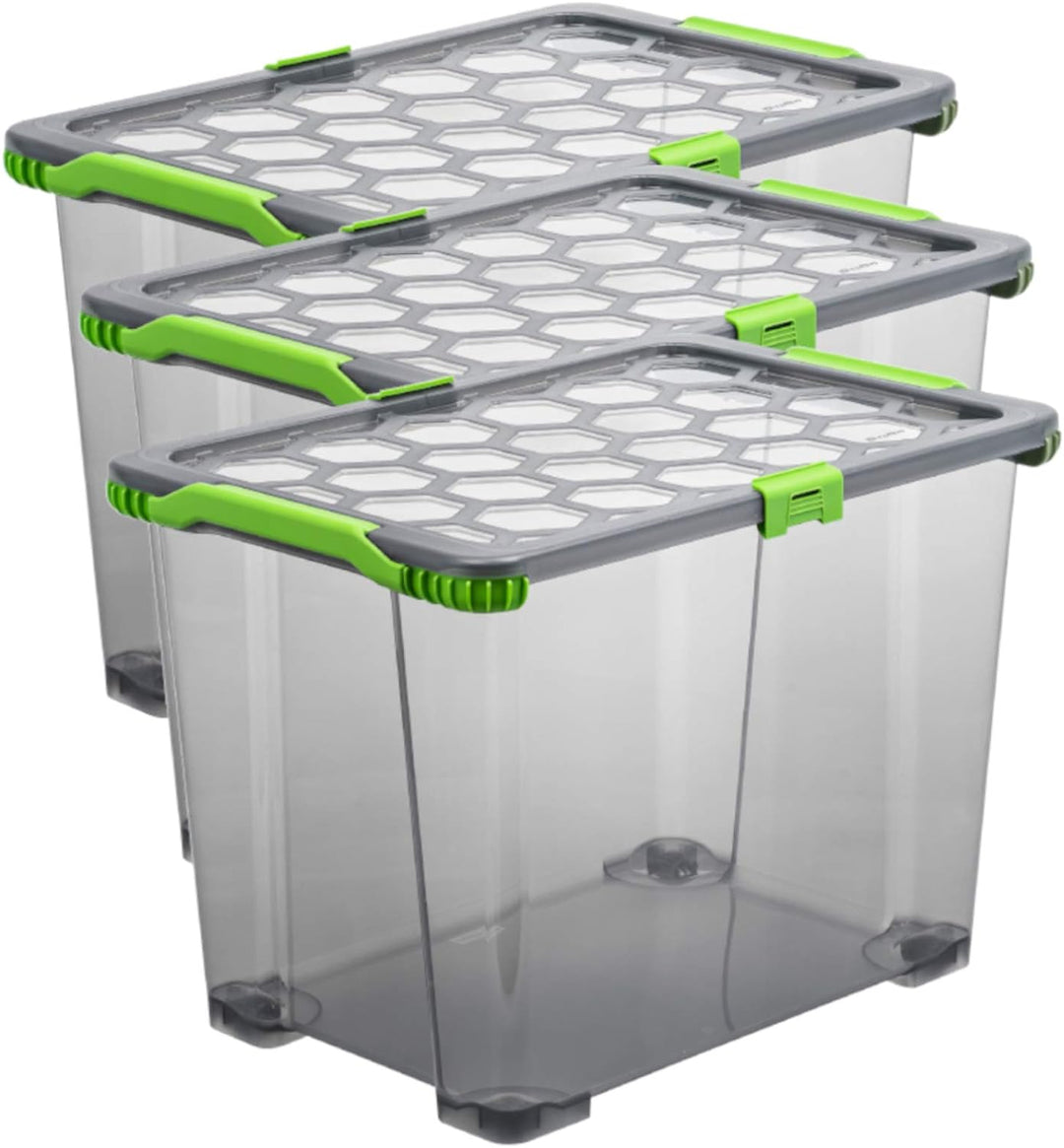 Rotho Evo Total Protection 3er-Set Aufbewahrungsbox 65l mit Deckel, lebensmittelechter Kunststoff (P