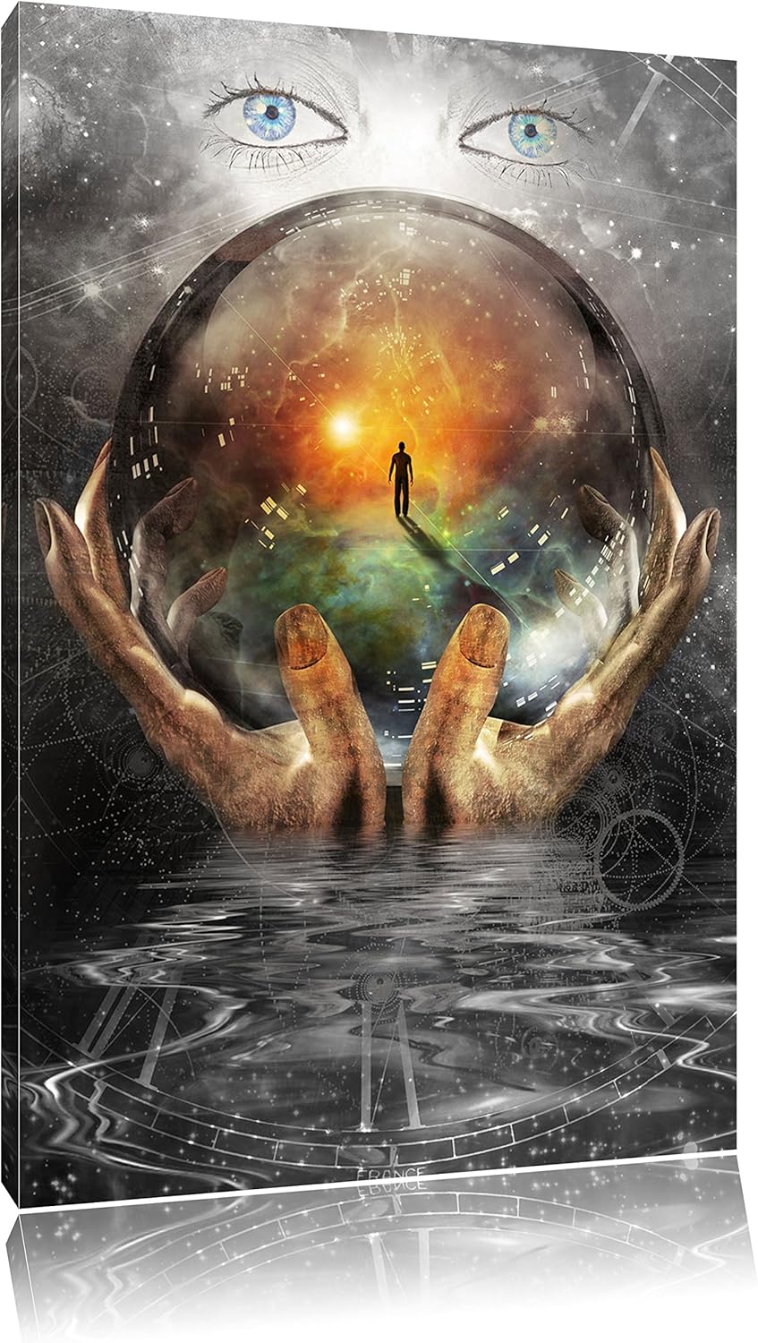 Pixxprint Glaskugel mit Hintergrund als Leinwandbild/Grösse: 100x70 cm/Wandbild/Kunstdruck/fertig be