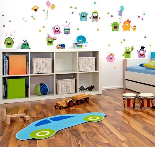 Wandkings Monster Wandsticker XL Set, 50 Aufkleber, Gesamtfläche 130 x 70 cm