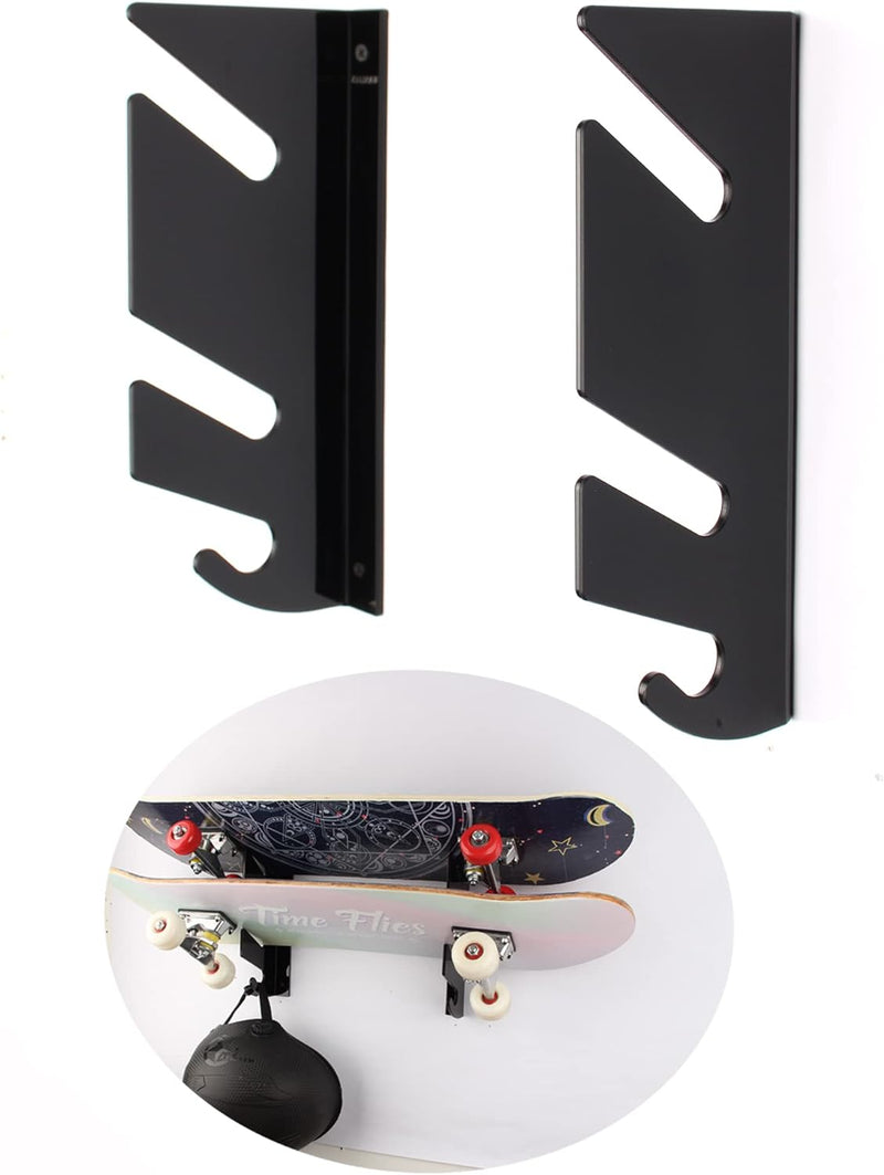 WANLIAN Skateboard Wandhalterung Display Rack, Double Skateboard Wandregal Display Rack mit Aufbewah