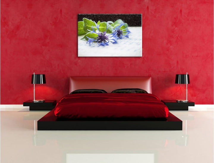 Pixxprint Notenblatt mit Kornblume als Leinwandbild/Grösse: 100x70 cm/Wandbild/Kunstdruck/fertig bes