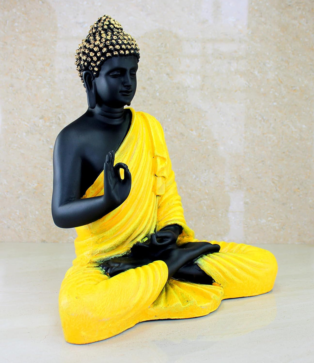 eSplanade Meditierender Buddha-Statue aus Kunstharz, Heimdekoration, Idol-Statue, Murti, tibetisch-b