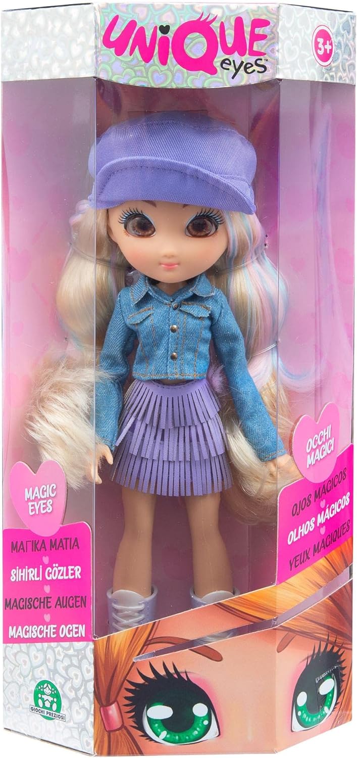 Giochi Preziosi Unique Eyes, Puppe 25 cm – Rebecca mit Blick auf die Augen, mit Kleidung, Spielzeug