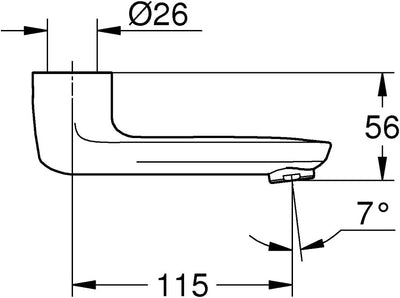 GROHE Gussauslauf (Länge 115 cm, Laminarstrahlregler 9 l/min, schwenkbar (180 oder 90°) und arretier