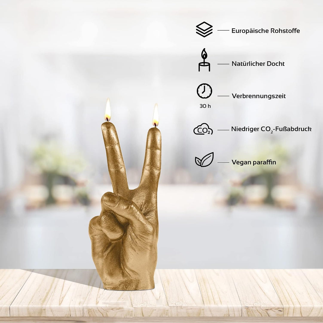 Candellana Hand PEACE Kerze - Hand Figur - Coole Deko - Gothic Deko - Grunge Deko Kerze - Heavy Meta