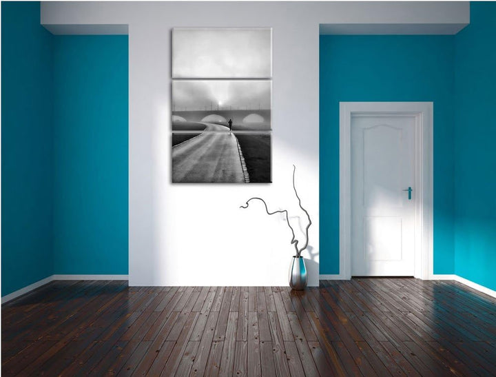 Pixxprint Läufer im Morgengrauen als Leinwandbild/Grösse: 3 Teilig (120x80) / Wandbild/Kunstdruck/fe