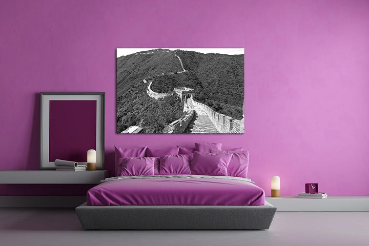 deyoli Chinesische Mauer Effekt: Schwarz/Weiss Format: 80x60 als Leinwandbild, Motiv fertig gerahmt