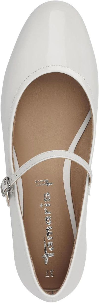 Tamaris Damen Ballerina 1-1-24214-20 schmal 41 EU White Patent, 41 EU White Patent