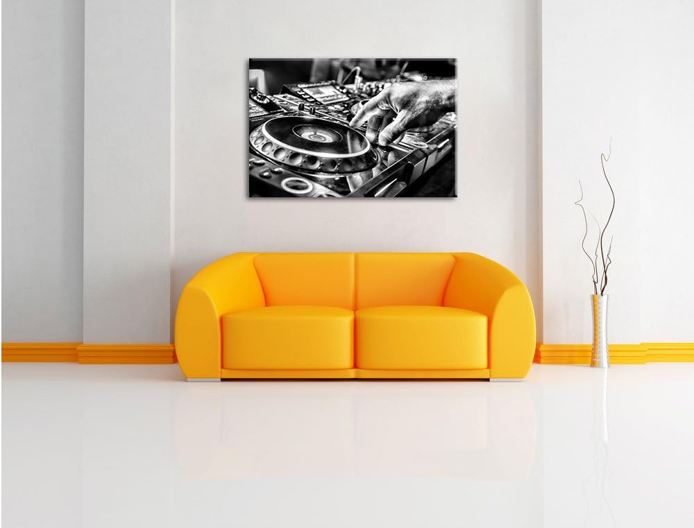 Pixxprint DJ Plattenteller, Cool Music / 100x70cm Leinwandbild bespannt auf Holzrahmen/Wandbild Kuns