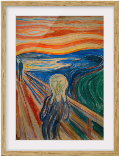 Bild mit Passepartout - Edvard Munch - Der Schrei - Farbe Eiche 40 x 30cm 40cm x 30cm Eiche, 40cm x