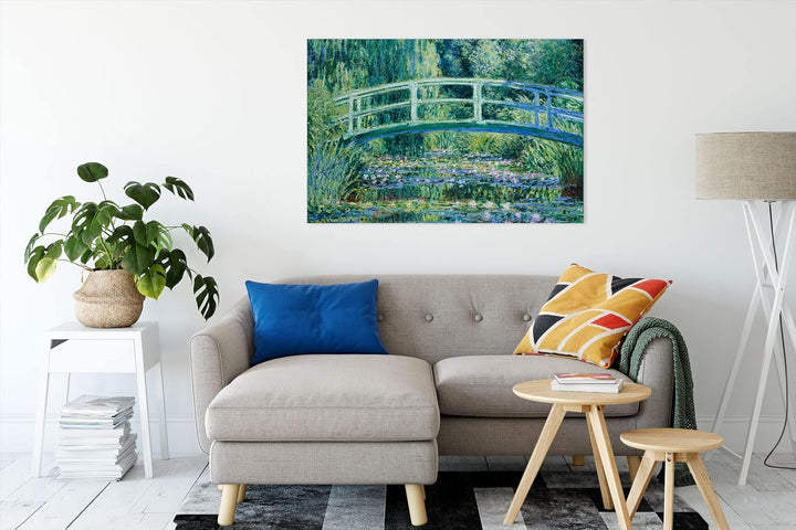 Claude Monet - Seerosen und japanische Brücke als Leinwandbild / Grösse: 100x70 cm / Wandbild / Kuns