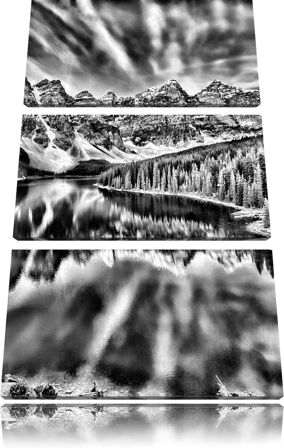 Pixxprint Bergsee als Leinwandbild/Grösse: 3 Teilig (120x80) cm/Wandbild/Kunstdruck/fertig bespannt