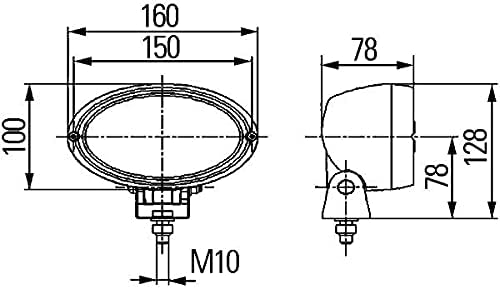 HELLA - Halogen-Arbeitsscheinwerfer - Oval 100 - 12V - Anbau/geschraubt - stehend/schwenkbarer Monta