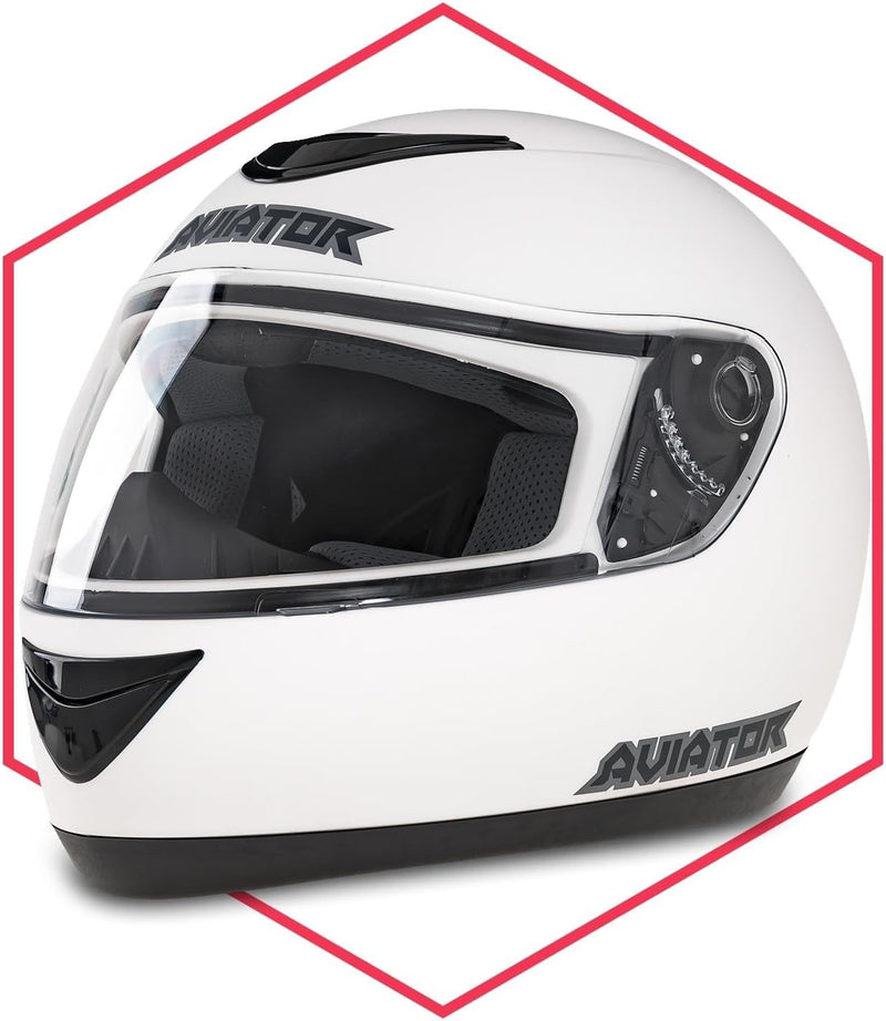 Integralhelm Mit Sonnenblende Weiss Matt Helm Motorradhelm Quad Klapphelm Schutz L - 59-60 cm, L - 5