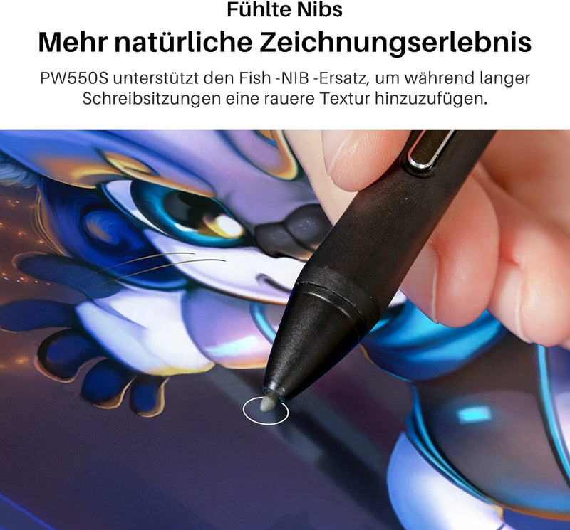 HUION PW550S Digitalstift Pentech 3.0+ Slim Pen Neue Stifttechnologie Batterieloser Digitaler Stylus