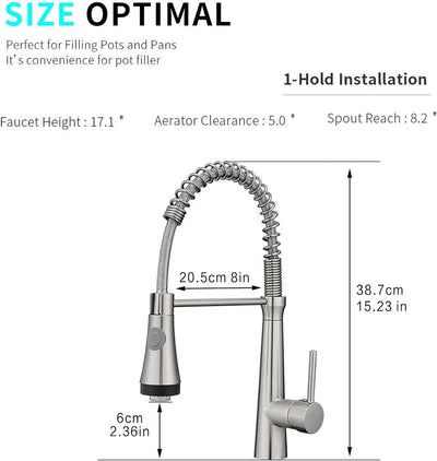 TIMACO LED Wasserhahn Küchen mit Spiralfeder, 360°Schwenkbare Spültischarmaturen,Küchenarmatur & Bra