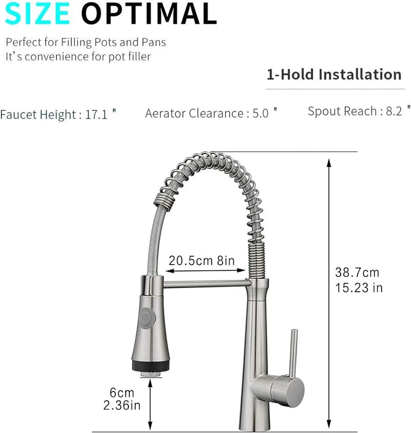 TIMACO LED Wasserhahn Küchen mit Spiralfeder, 360°Schwenkbare Spültischarmaturen,Küchenarmatur & Bra