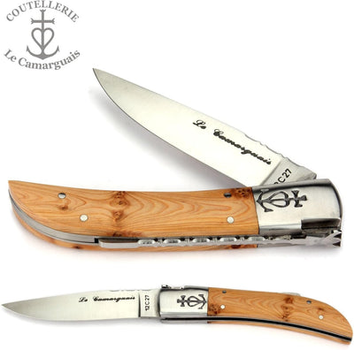 Le Camarguais 12 cm Taschenmesser 20090 - Griffschalen Wacholder - Klinge 10 cm Stahl 12C27-1 Backe