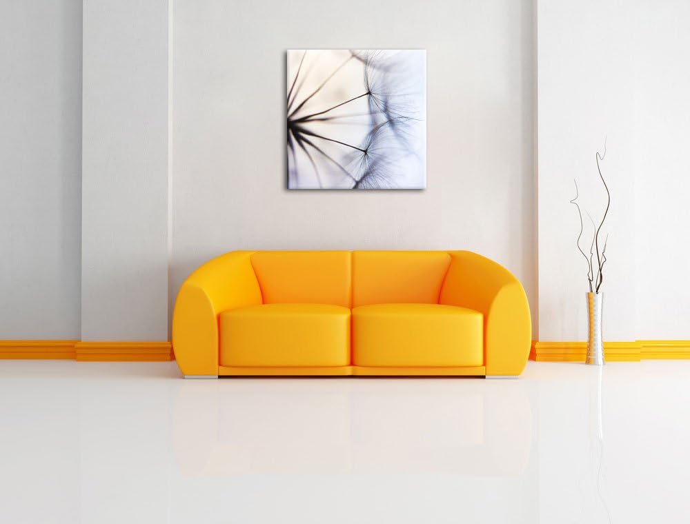 Weisse Pusteblumen, Format: 70x70 auf Leinwand, XXL riesige Bilder fertig gerahmt mit Keilrahmen, Ku