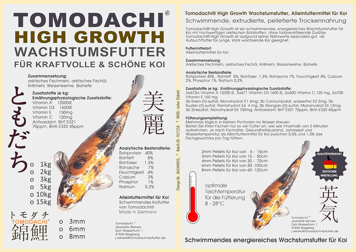 Koi Wachstumsfutter Schwimmfutter für Koi Grower für Junge Koi leicht verdauliches schwimmendes Koif