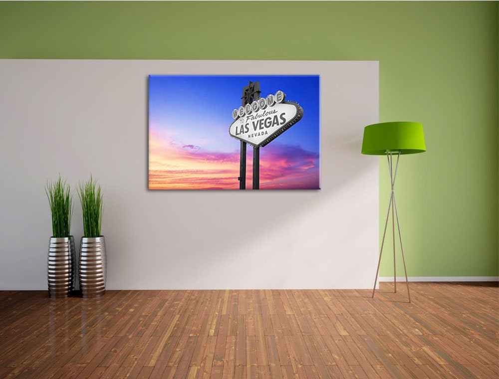 tolles Las Vegas Schild schwarz/weiss Format: 100x70 auf Leinwand, XXL riesige Bilder fertig gerahmt