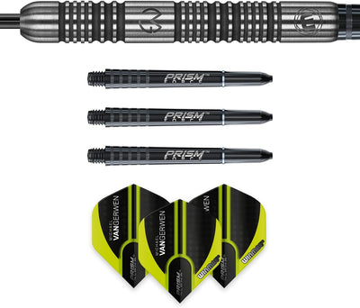 WINMAU Michael van Gerwen MvG Authentic Wolfram Steeltip Dart-Set mit Prismen-Flights und Schäften (