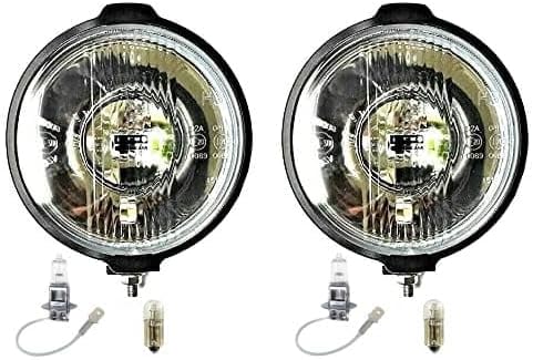 MelTruck® 2x H3 Halogen Rund Fernscheinwerfer Zusatzscheinwerfer 183 mm und 12V Glühbirnen