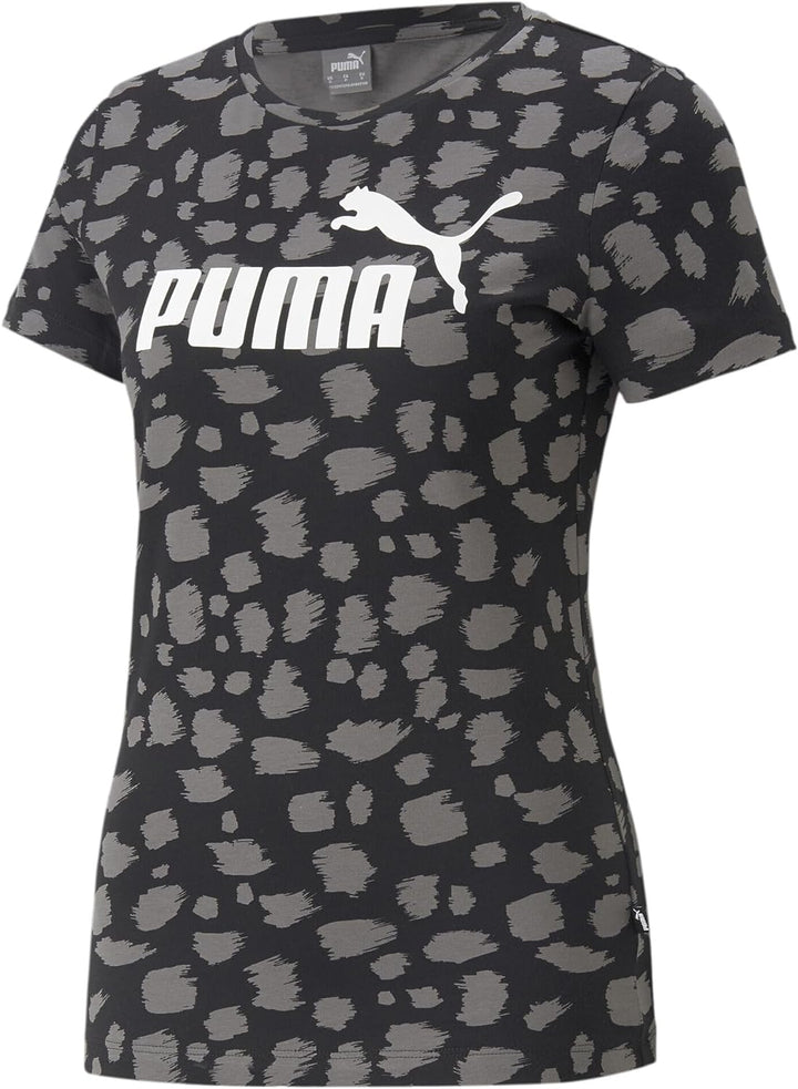 PUMA Damen Essentials+ T-Shirt mit Animal-Print M Schwarz, M Schwarz