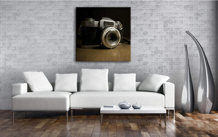 deyoli Altmodische Analogkamera Format: 60x60 als Leinwandbild, Motiv fertig gerahmt auf Echtholzrah