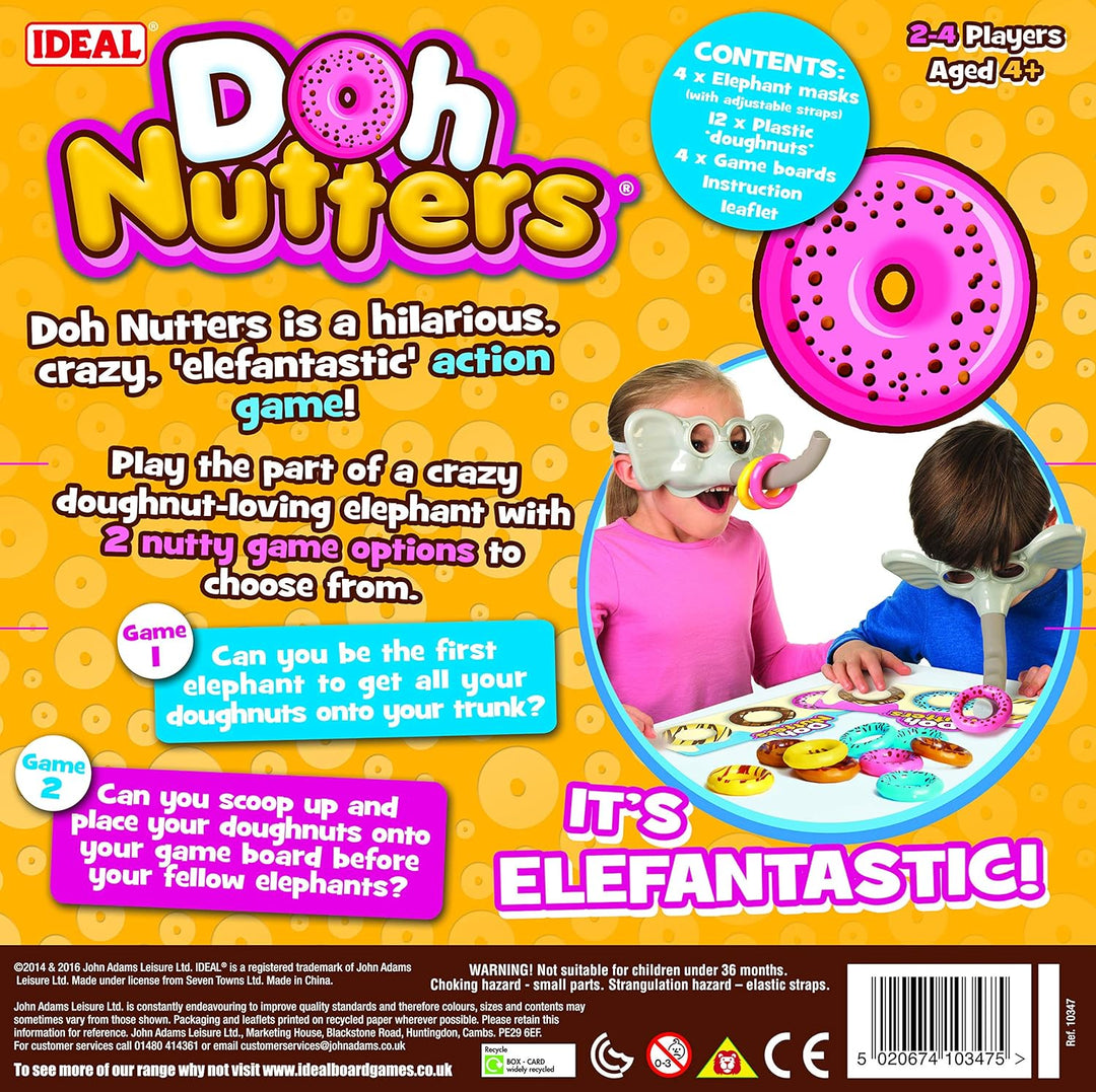 Ideal , Doh Nutters: The elefantastic Game of Picking up Doughnuts!, Kids Games, for 2-4 Players, Ag