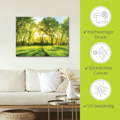 ARTland Leinwandbilder Wandbild Bild auf Leinwand 80x60 cm Natur Wald Sonne Landschaft Frühling Wies