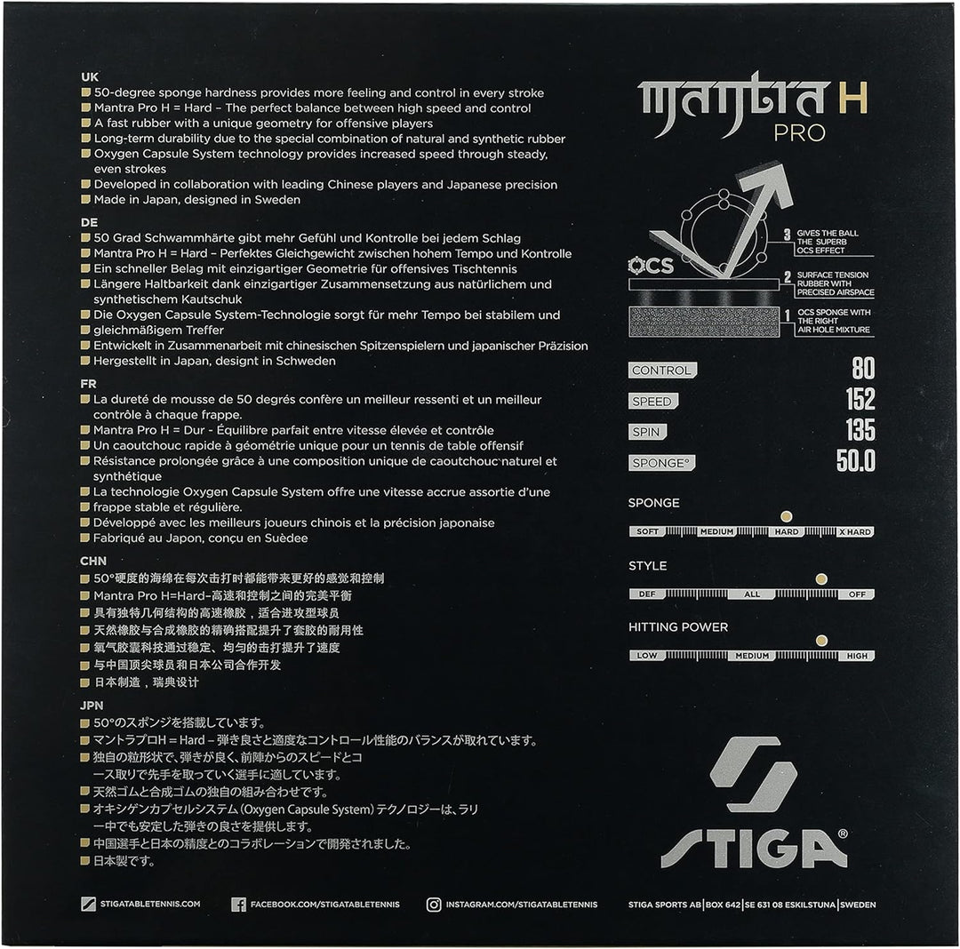 Stiga Tischtennisbelag Mantra Pro H Schwarz, Schwarz