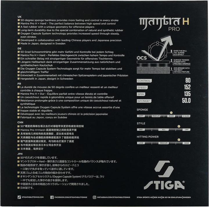Stiga Tischtennisbelag Mantra Pro H Schwarz, Schwarz