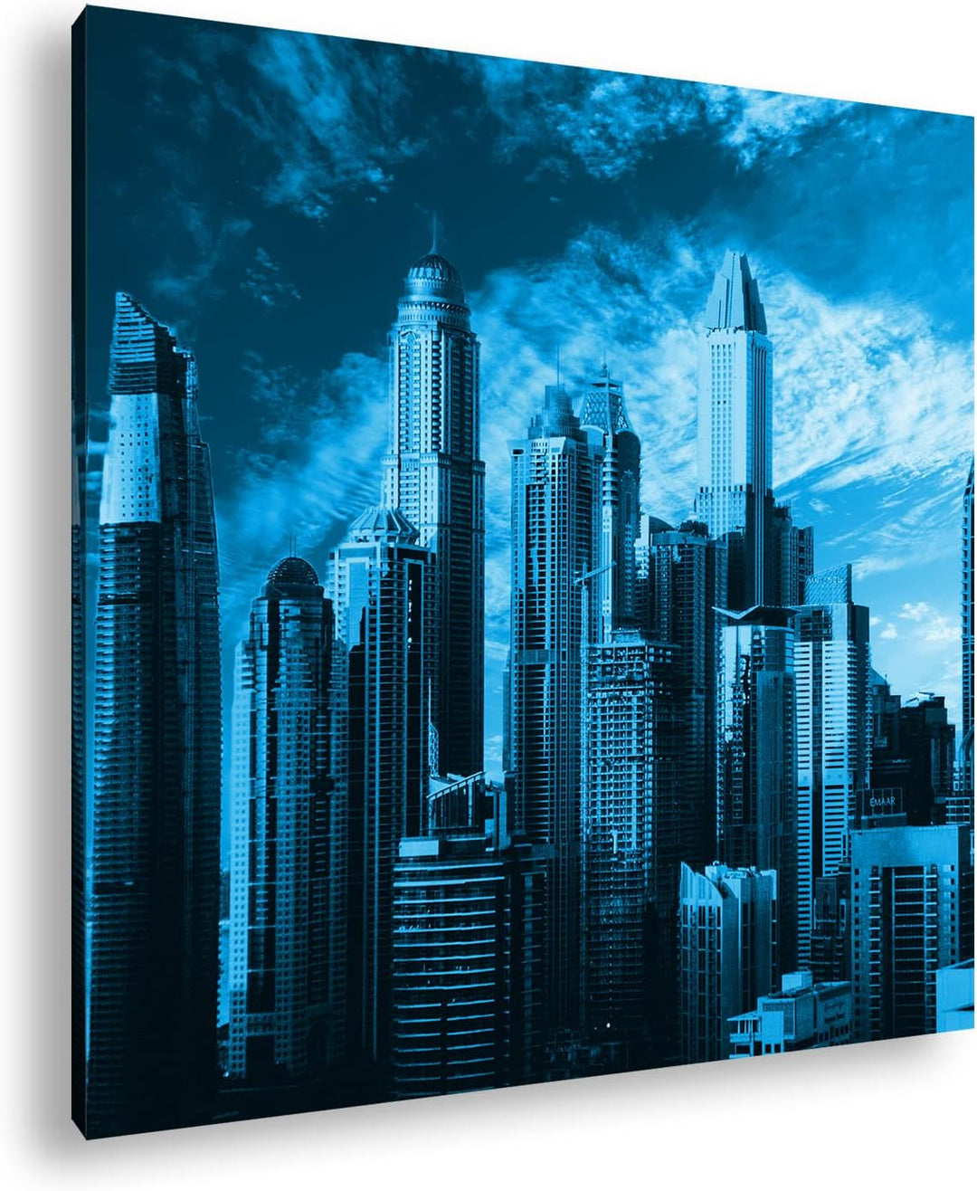 deyoli Hochhäuser Einer Millionenstadt Format: 60x60 Effekt: Monocrome Blau als Leinwand, Motiv fert