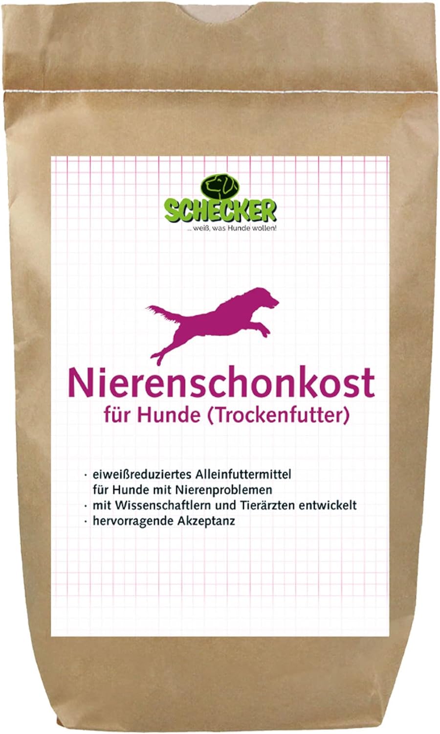 Schecker Trockenfutter - Nierenschonkost mit Lamm für Hunde - eiweissreduziert - entlastet die Niere
