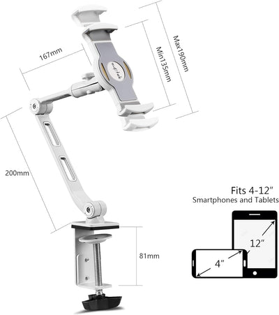 Tablethalterungen, Tablet Ständer Höhenverstellbar, Tablet Halter Desktop Ständer 360 Grad Dreharm