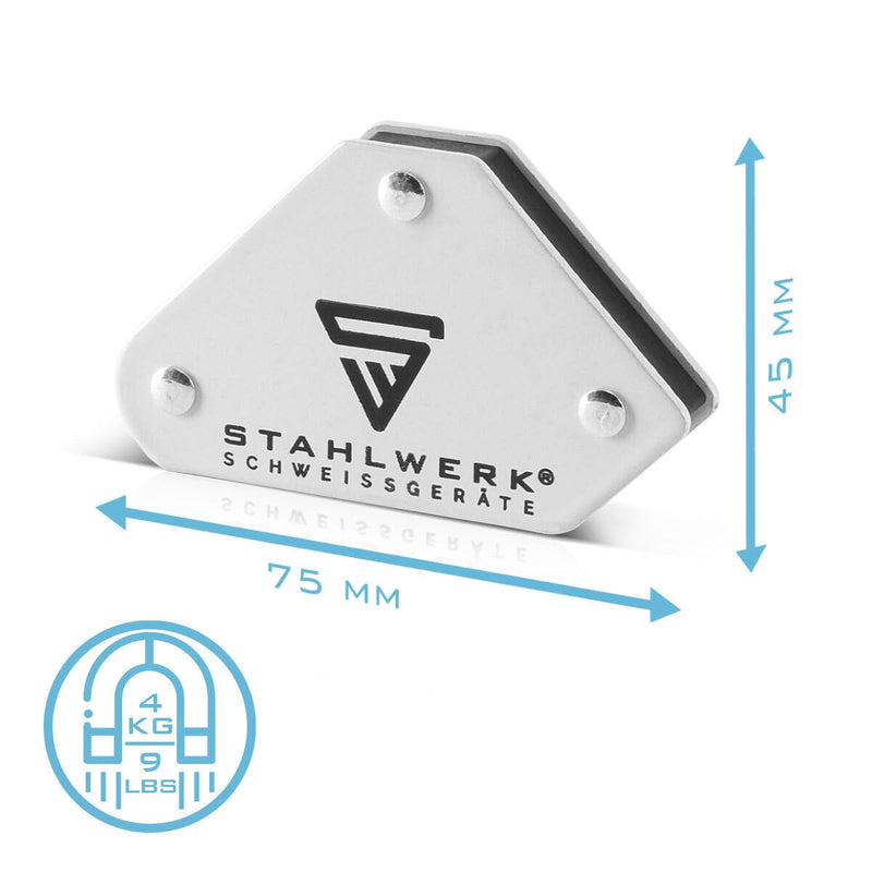 STAHLWERK 6 × Magnet-Schweisswinkel Magnetwinkel Schweissmagnet 30° x 45° x 60° x 75° x 90° x 135°,