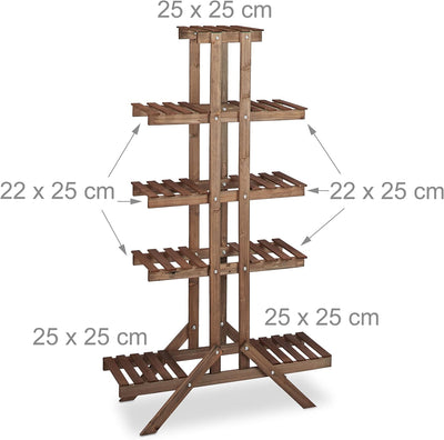 Relaxdays Blumentreppe 5 Ebenen, Aus Holz, Blumenständer für Innen, Mehrstöckig, HBT: 142,5 x 83 x 2