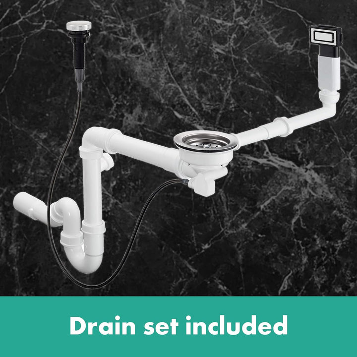 hansgrohe Küchenspüle mit Abtropffläche und vorgebohrten Hahnlöchern (Einbauspüle, 400 x 400 mm) ede