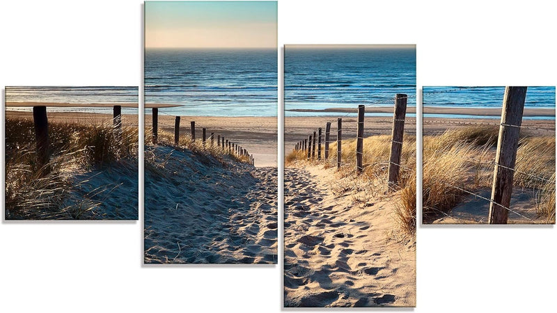 ARTland Glasbilder Wandbild Glas Bild Set 4 teilig 120x70 cm Querformat Strand Meer Küste Nordsee Na