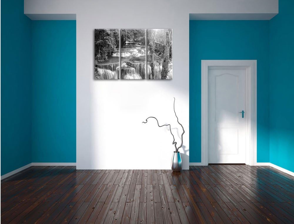 Pixxprint Wasserfall im Regenwald als Leinwandbild/Grösse: 3 Teilig (120x80 cm) cm/Wandbild/Kunstdru