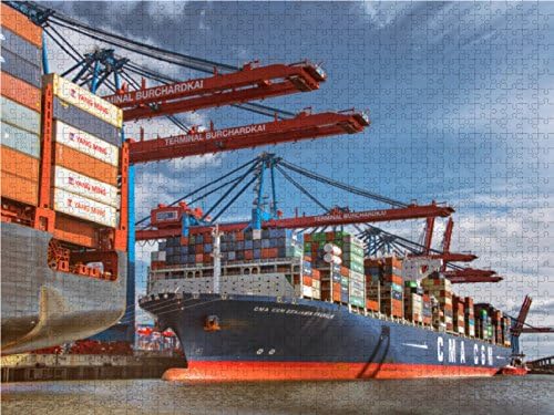 CALVENDO Puzzle Containerschiff am Burchardkai 1000 Teile Lege-Grösse 64 x 48 cm Foto-Puzzle Bild vo