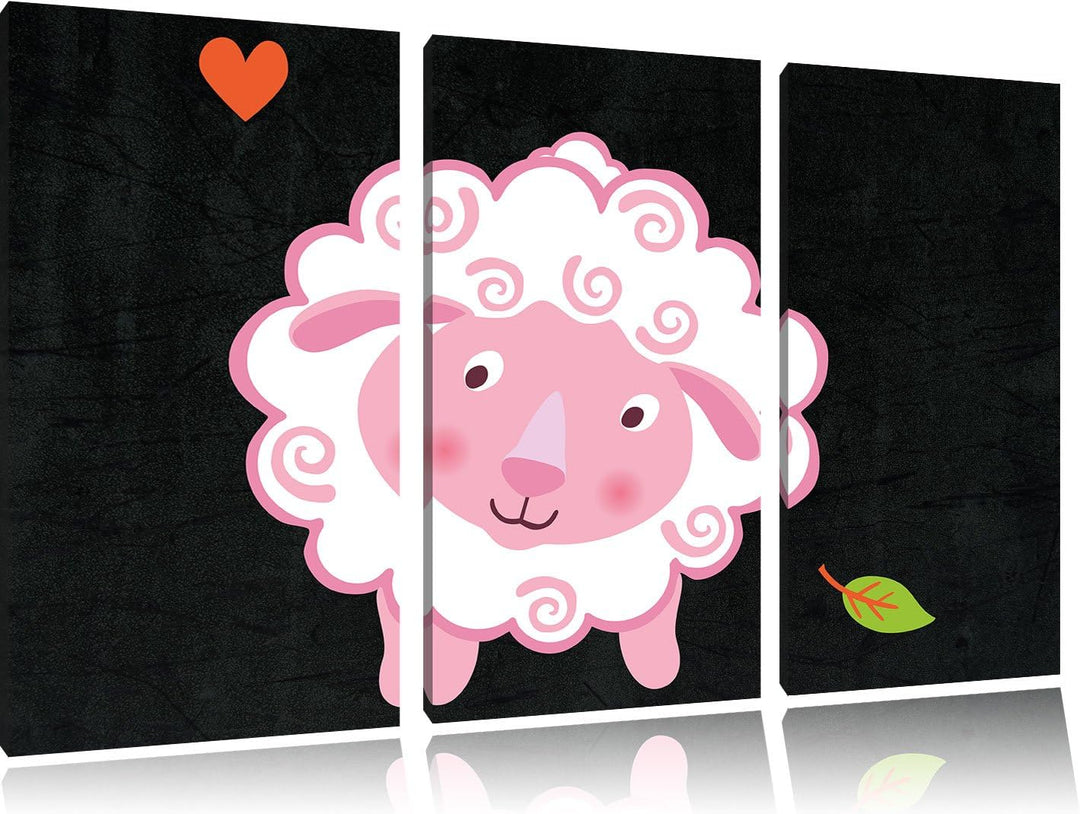 Pixxprint Niedliches Schaf als Leinwandbild/Grösse: 3 Teilig (120x80) cm/Wandbild/Kunstdruck/fertig