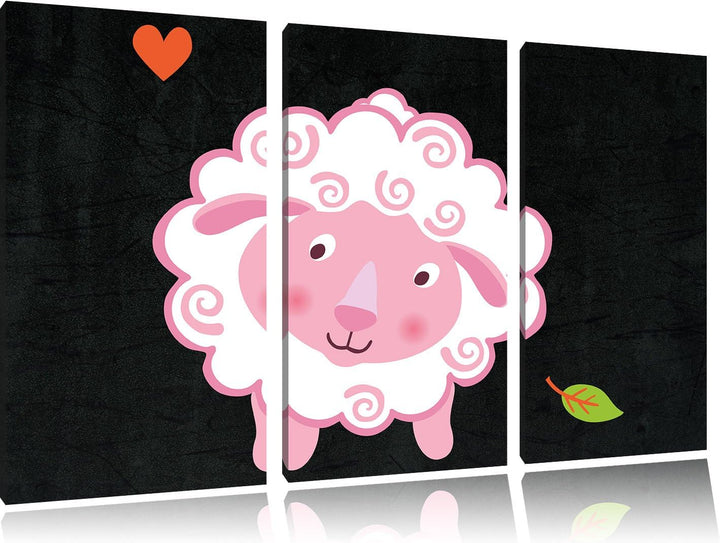 Pixxprint Niedliches Schaf als Leinwandbild/Grösse: 3 Teilig (120x80) cm/Wandbild/Kunstdruck/fertig