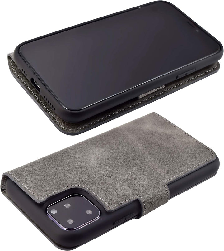 Suncase Book-Style Hülle kompatibel mit iPhone 11 Pro (5.8 Zoll) Leder Tasche (Slim-Fit) Lederhülle