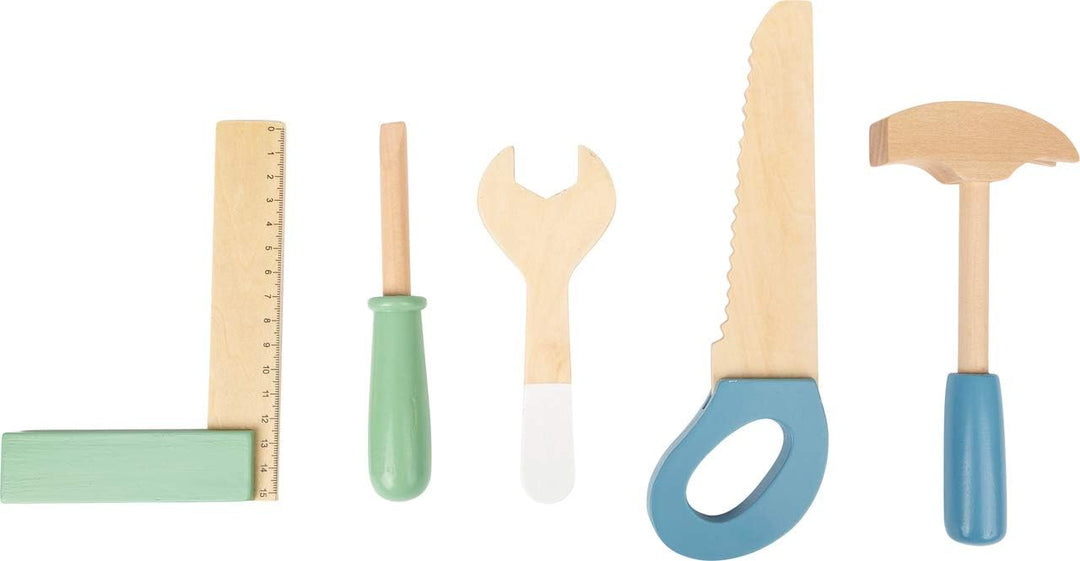 small Foot Werkbank Nordic aus Holz, inkl. Werkzeugen und Zubehör, Rollenspielzeug für Kinder, ab 3