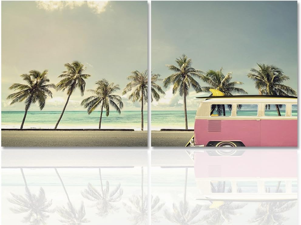 Feeby. Wandbilder - 2 Teile - 120x60 cm - quadratische Form Bilder Kunstdrucke Deko Panel MEER, STRA