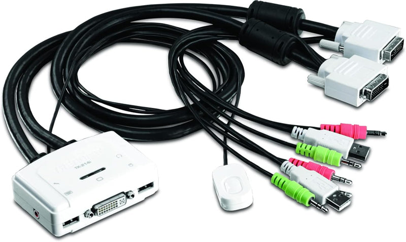 TRENDnet TK-214i 2-Port DVI USB KVM Switch und Kabel Kit mit Audio (Verwaltung von zwei PCs, USB 2.0